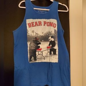 Bear Pong blue men's tank Large